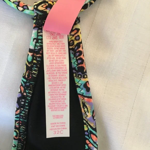 Victoria's Secret Bikini 2 pcs Set Top Sz 32C Bottom Medium Pushup Paisley Boho - Picture 12 of 14